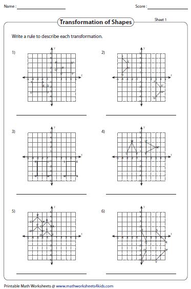 Transformation Worksheets Reflection Translation Rotation