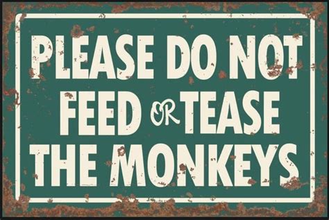 Vintage Do Not Feed Monkeys Sign Zoo Sign Vintage Sign Etsy Canada