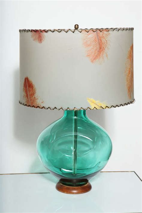 Winslow Anderson For Blenko Turquoise Pinched Art Glass Table Lamp