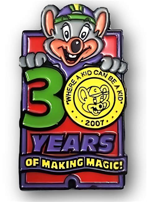 🌟rare 2007 Chuck E Cheese 30 Year Anniversary Collectible Unique Pin