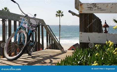 Bicycle Cruiser Bike By Ocean Beach California Coast Usa Summertime