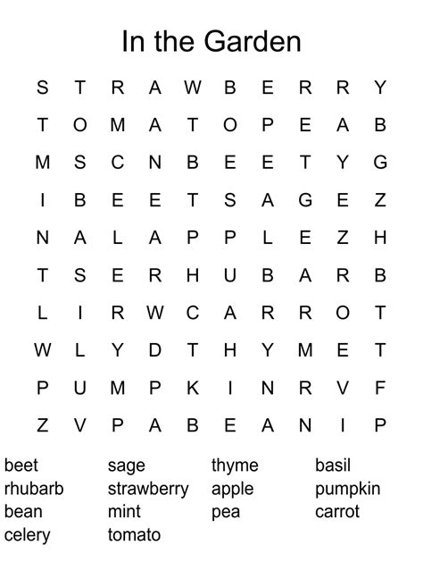 In The Garden Word Search Wordmint
