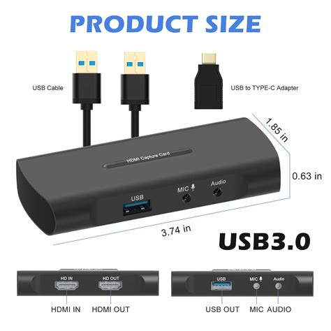 Capture Card Audio Video Capture Card 4k 1080p 60fps Hdmi To Usb3 0 Game Capture Card