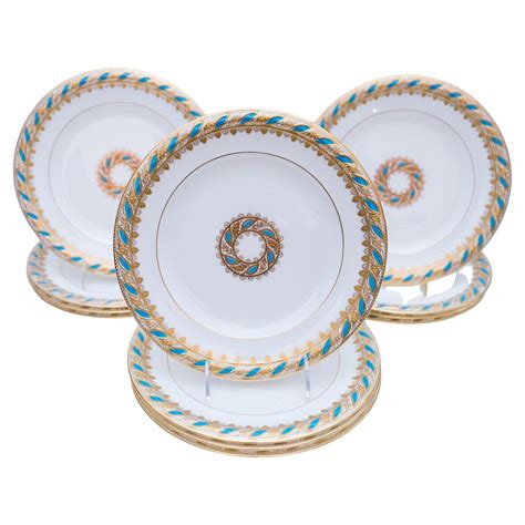 12 Cobalt Blue And Raised Gilt Dinner Plates Minton England For Tiffany At 1stdibs Mintons