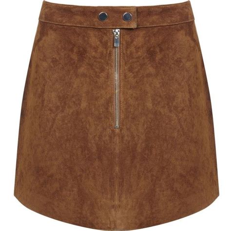 Miss Selfridge Suede Zip Front Mini Skirt Liked On Polyvore