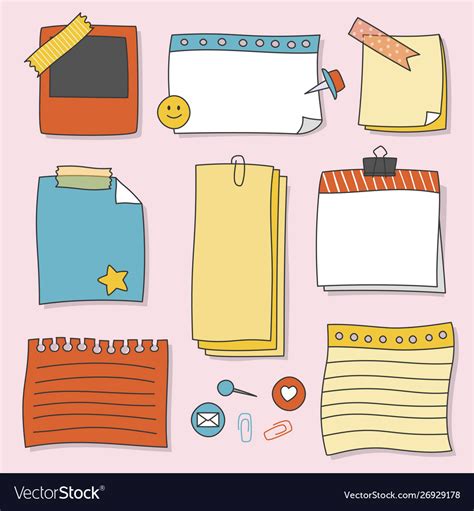 Note Paper Or Sticky Set Royalty Free Vector Image