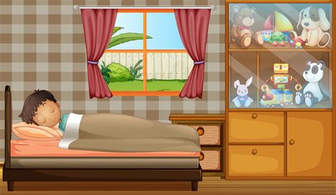 A Boy Sleeping In His Bedroom Download Free Vectors Clipart Graphics