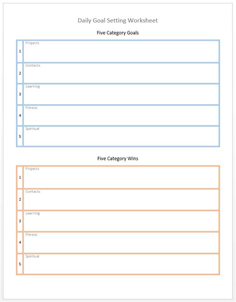 Daily Goal Setting Worksheet With A Positive Twist