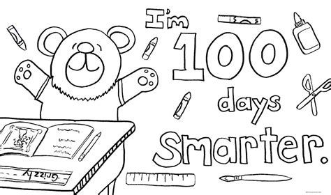 100 days smarter coloring page