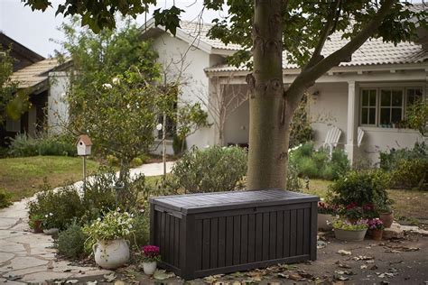 Keter Rockwood Plastic Deck Storage Container Box Outdoor Patio Garden