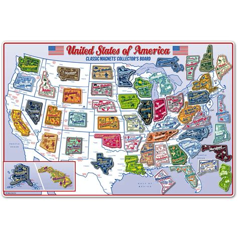Premium State Map Magnet Collectors Board 51 Magnets And Metal Display
