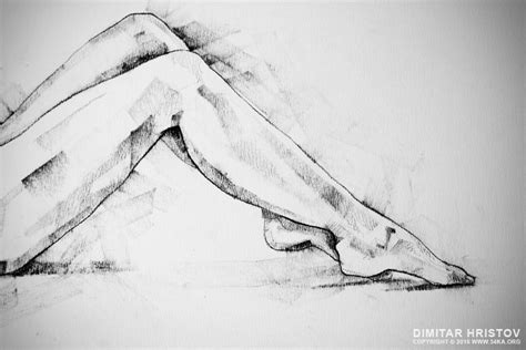 Sketchbook Page 55 Charcoal Drawing Woman Lateral Pose Body