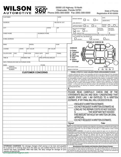 Browse Our Example Of Auto Body Repair Receipt Templates Auto Repair