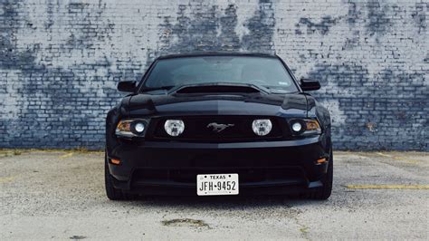 Ford Mustang Car Black Front View 4k Ford Mustang Car Black