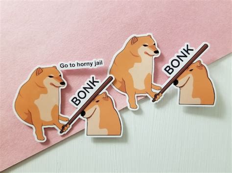 Bonk Meme Sticker Cheems Go To Horny Jail Etsy Uk