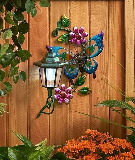 Butterfly Solar Wall Lantern Light Yard Lawn Porch Patio Deck Outdoor