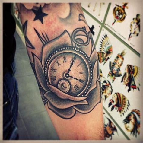 Flowers may be of single colors or shades of color are used to stain tattoo. Time after time | Inner elbow tattoos, Elbow tattoos ...
