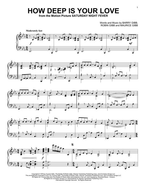 How Deep Is Your Love Sheet Music Direct