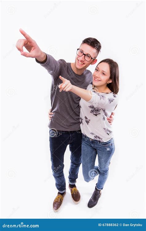 Beautiful Young Happy Hipster Couple Love Smiling Embracing Point