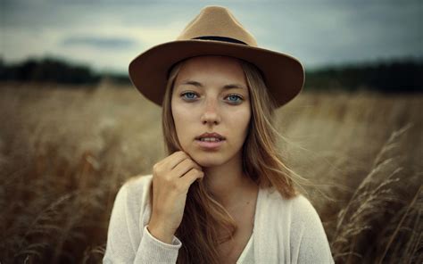 Women Outdoors Face Portrait Women Depth Of Field Blonde