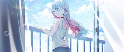 Pink Hair Anime Girl Standing In Balcony Hd Anime 4k
