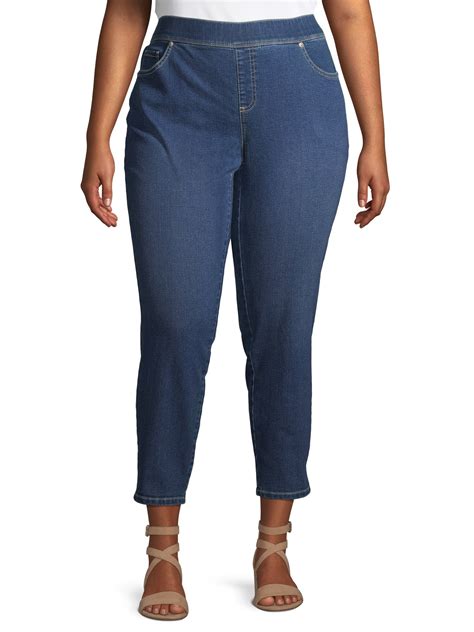 Just My Size Womens Plus Size 5 Pocket Pull On Skinny Jeans