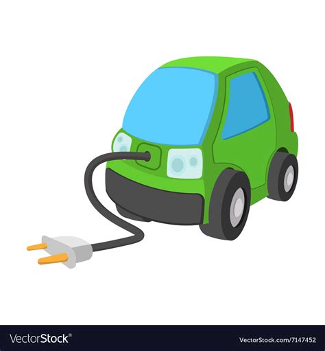 Electric Car Cartoon Icon Royalty Free Vector Image