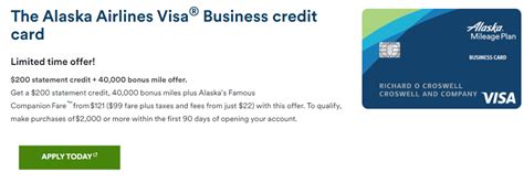 Bank Of America Alaska Airlines Business Card 40000 Miles 200 Bonus