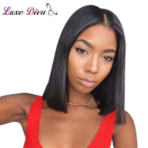 Ch Human Hair Bob Wigs Brazilian Lace Front Human Hair Wigs For Black Women Remy Silky Straight