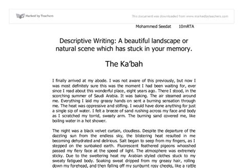 Descriptive Writing A Beautiful Landscape Or Natural Scene Which Has