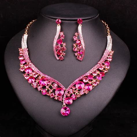 Buy Fashion Indian Jewellery Crystal Necklace Earrings