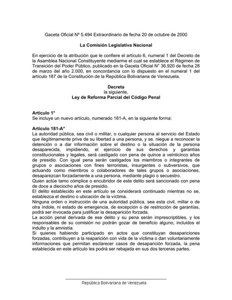 Ley De Reforma Parcial Del Código Penal