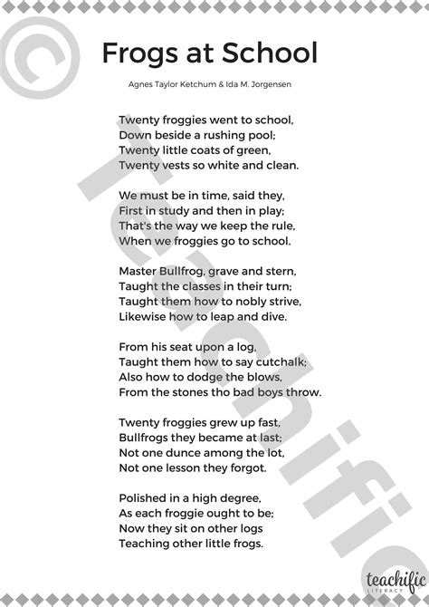 Poem Frogs At School Teachific