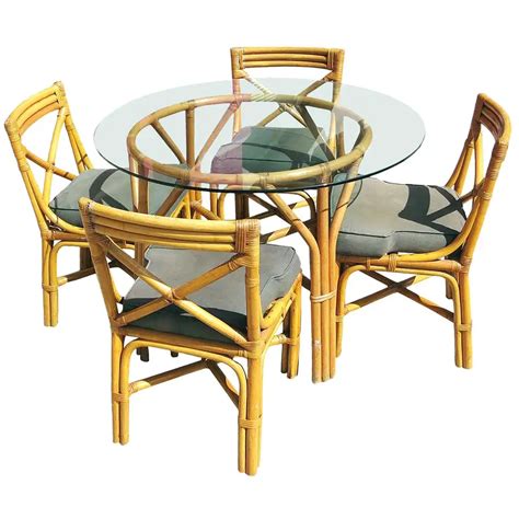 Restored Midcentury Rattan Table With Chairs Dining Set In 2020