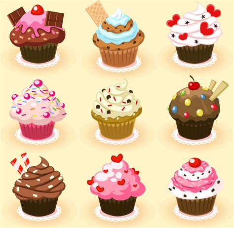 9 Delicious Cupcakes Vector Free Vector In Adobe Illustrator Ai Ai