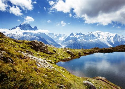 Views Of The Mont Blanc Glacier With Lac Blanc Location Place Graian