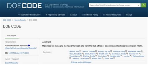 Doe Code — Sharing Research Software Between National Institutes Labs