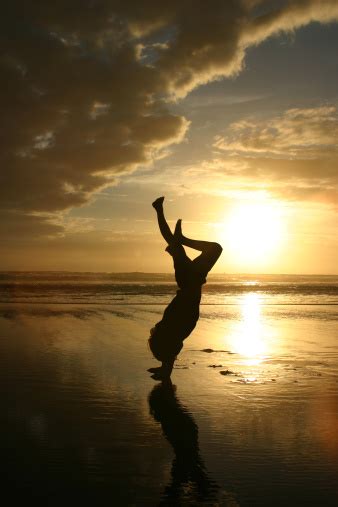 Handstand Silhouette On Beach Stock Photo Download Image Now Istock