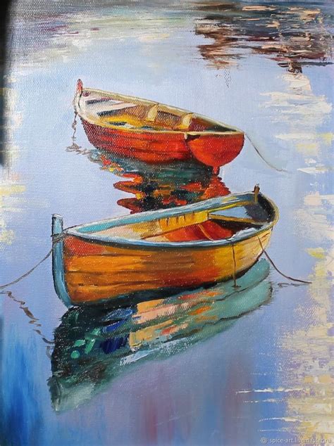Oil Painting Boats No №2 Impressionism 30h40cm Canvas