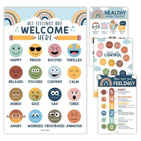 Buy 4 Boho Feelings Chart For Kids Learning Posters For Walls List Of