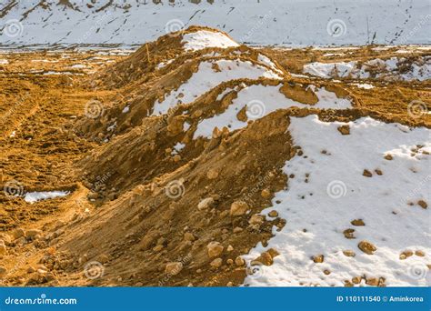 Rural Winter Landscape Of Dirt Mounds Stock Photo Image Of Gray