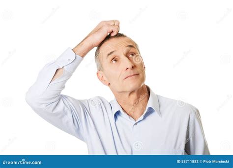 Portrait Of Confused Man Scratching His Head Stock Photo Image 53711882