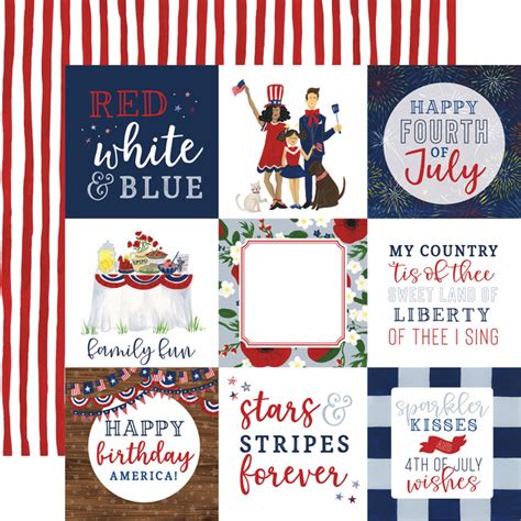 America The Beautiful 3x4 Journaling Cards 12x12 Patterned Paper