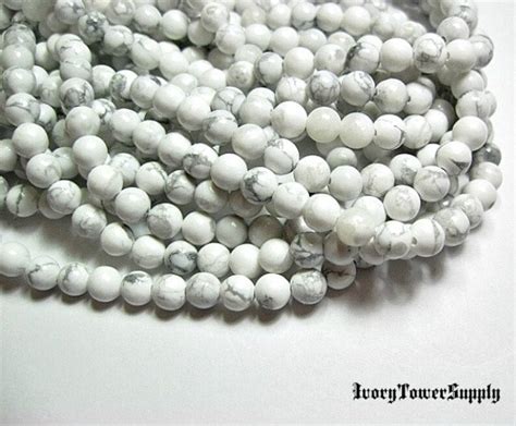 Strand Mm White Howlite Beads Natural Stone Beads White Etsy