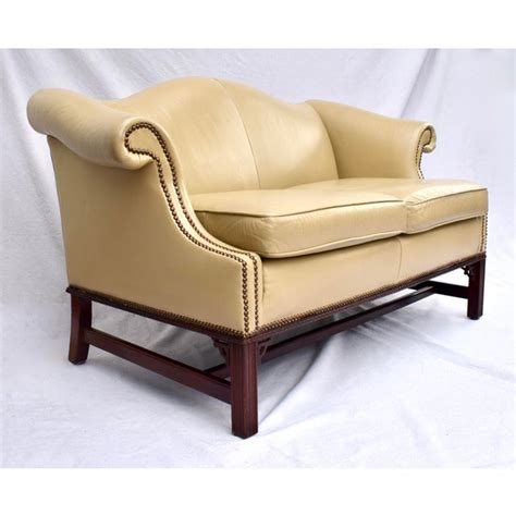 Classic Leather Chippendale Style Camelback Loveseat Or Sofa Chairish