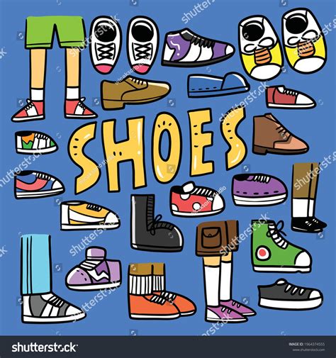 Doodle Set Shoes Cartoon Hand Drawn Stock Vector Royalty Free