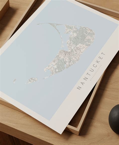 Nantucket Map Print Nantucket Massachusetts Map Nantucket Poster