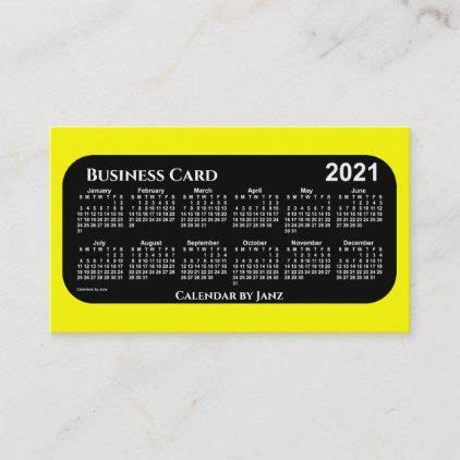 Printprint your business cards at an inexpensive price. 2021 Neon Calendar by Janz Yellow Business Card | Zazzle.com in 2020 | Neon business cards ...