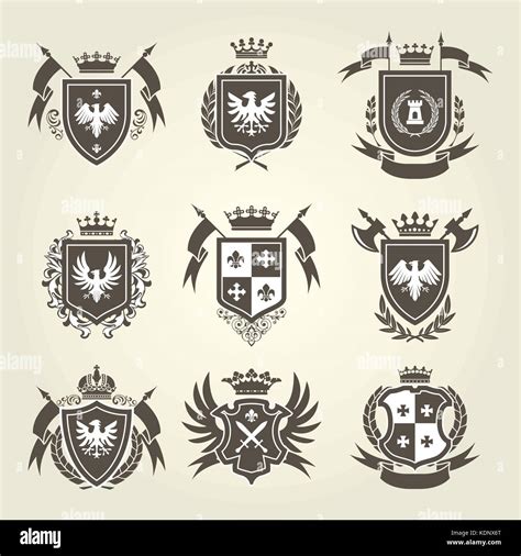 Medieval Royal Coat Of Arms And Knight Emblems Heraldic Shield Crest