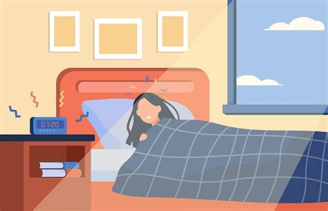Free Vector Tired Woman Waking Up When Alarm Clock Ringing